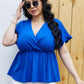 Plus Size Surplice Neck Babydoll Blouse