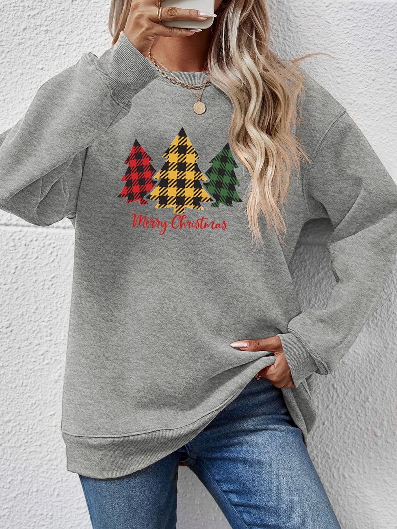 MERRY CHRISTMAS Dropped Shoulder Sweatshirt Charcoal