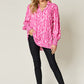 Double Take Full Size Printed Smocked Long Sleeve Blouse