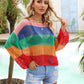 Color Block Openwork Boat Neck Cover Up