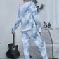 Tie-dye Round Neck Top and Drawstring Pants Lounge Set