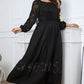 Melo Apparel Plus Size Embroidery Round Neck Long Sleeve Maxi Dress