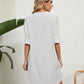 Notched Neck Flounce Sleeve Dress