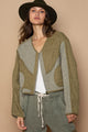 POL Quilted Knit Viding Detail Knit Patch Jacket Olive