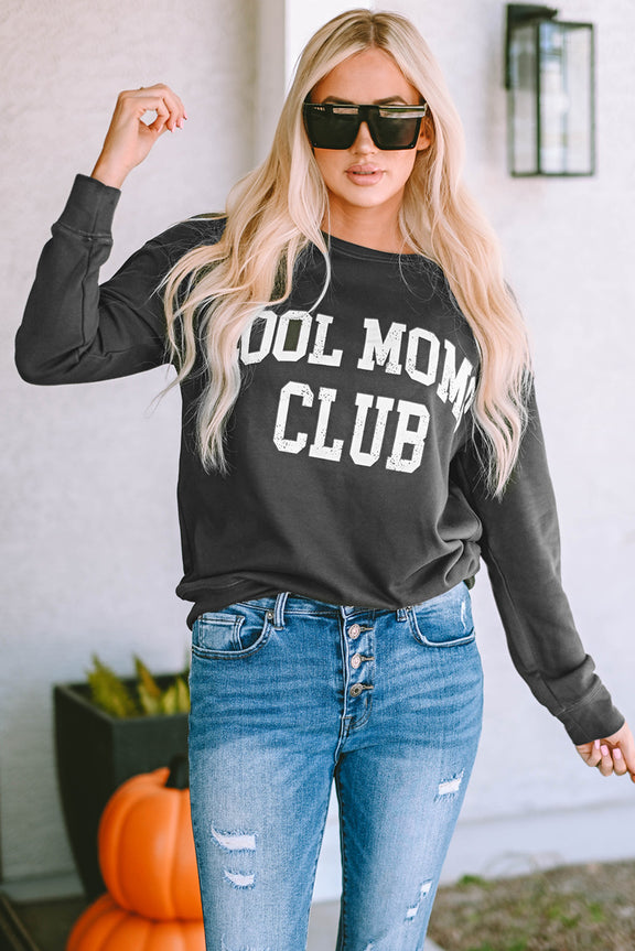 COOL MOM CLUB Round Neck Short Sleeve Sweatshirt Charcoal