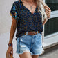 Tied Printed Short Sleeve Blouse