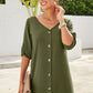 Buttoned V-Neck Dress