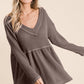 BiBi Waffle Knit V-Neck Babydoll Blouse