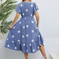 Polka Dot Belted Flutter Sleeve Ruffle Hem Dress