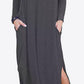 Split Long Sleeve V-Neck Maxi Dress