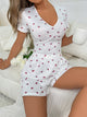 Floral Ruched T-Shirt and Shorts Lounge Set White