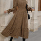 V-Neck Flounce Sleeve Ruffle Hem Dress