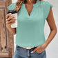 Notched Cap Sleeve Blouse