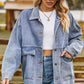 Dropped Shoulder Denim Jacket with Pockets