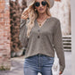 Mandy Buttoned Notched Neck Long Sleeve Top