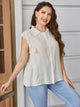 Plus Size Ruffled Cap Sleeve Shirt Light Yellow