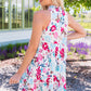 Floral Mock Neck Sleeveless Tiered Dress