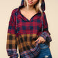 Haptics Plaid Edge Cut Detail Hooded Top