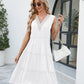 Contrast V-Neck Sleeveless Tiered Dress