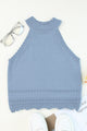 Eyelet Mock Neck Tank Light Blue