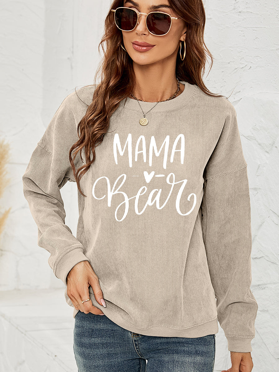MAMA Graphic Round Neck Sweatshirt Sand