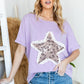 HOPELY Leopard Star Patch Short Sleeve T-Shirt