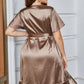 Plus Size Belted Ruffled Surplice Dress