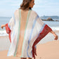 Openwork Color Block Plunge Cover-Up