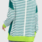 Slit Exposed Seam Striped Long Sleeve Sweatshirt