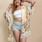 Plus Size Fringe Printed Open Front Cardigan