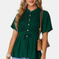 Tied Round Neck Short Sleeve Blouse