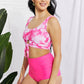 Marina West Swim Sanibel Crop Swim Top and Ruched Bottoms Set in Pink