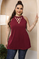 Plus Size Halter Neck Cutout Sleeveless Dress Deep Red