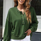 Exposed Seam Half Button Long Sleeve Sweatshirt