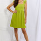 Culture Code Sunny Days Full Size Empire Line Ruffle Sleeve Dress in Lime