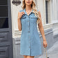 Pocketed Button Up Sleeveless Denim Dress