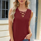 Eyelet Crisscross V-Neck Tank