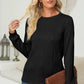 Textured Round Neck Long Sleeve Blouse