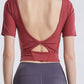 Cutout Backless Round Neck Active T-Shirt