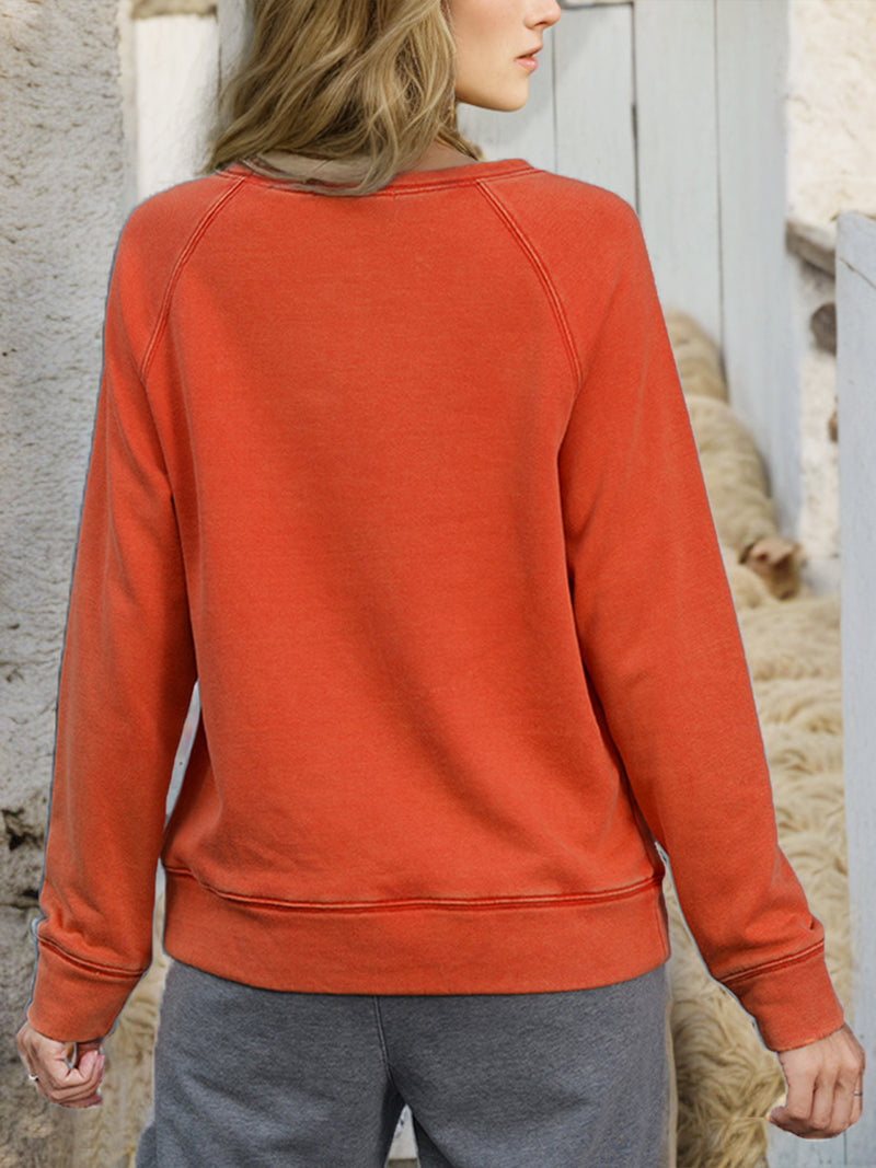 Shiny Round Neck Long Sleeve Sweatshirt