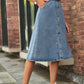 Button Front A-Line Denim Skirt