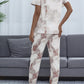 Tie-Dye Round Neck Short Sleeve Top and Pants Lounge Set