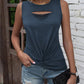 Cutout Twisted Round Neck Tank