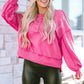 Exposed Seam Half Button Long Sleeve Sweatshirt