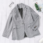 Plaid Lapel Collar Button Cuff Blazer