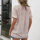 Ivy Lane Floral Notched Short Sleeve Blouse