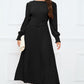 Round Neck Flounce Sleeve Pleated Dress