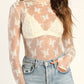 Lace Mock Neck Long Sleeve Blouse