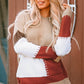 Color Block Long Sleeve Hooded Sweater