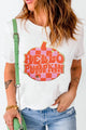 Pumpkin Round Neck Short Sleeve T-Shirt White